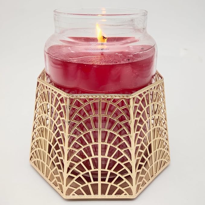 3 Wick Candle Holder, Shell Design Candle Jar Holder for 4-Inch Diameter Jars (5.25" D x 3.5" H) (Rose Gold)