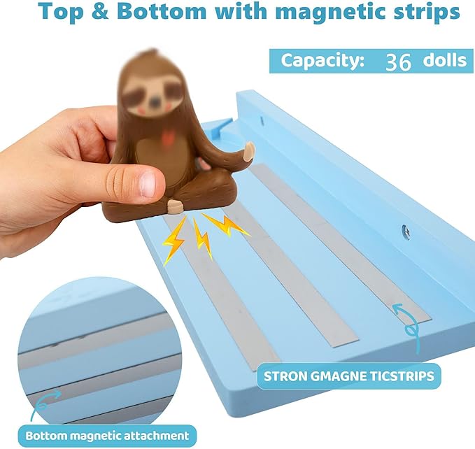 PHOENANCEE for Tonies Shelf Magnetic,for Toniebox Figures Storage Display Shelf 30-36 Character,Wall Floating Shelves Wooden,Compatible Charging Station for Children Kid's Room,Oak,1 Tier