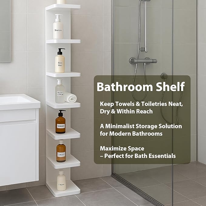 LitaEther Versatile 7 Tier Wall Shelf Unit,White Lack Wall Shelf,Display Floating Shelf with Round Edge