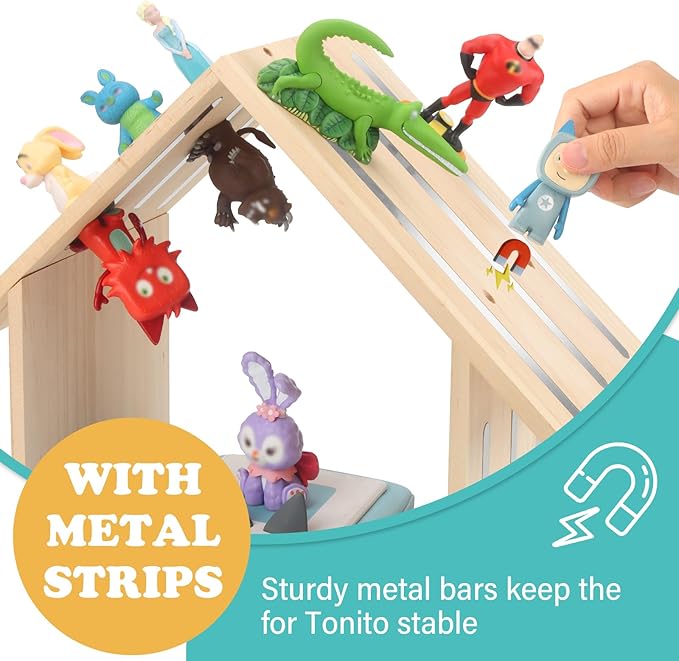 for Tonies Box Shelf Magnetic Storage Shelf, Large Size House for TonieBox 1/2 Player Tonies Figures Characters for Children Room, Wall-Mounted and Desktop Placement