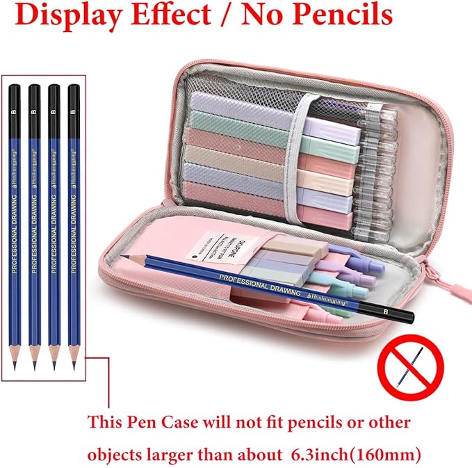 Big Capacity Pen Case Large Storage Pen Pouch Aesthetic, Office Pen Marker Case Simple Sturdy Multifunctional Bag Organizer for Man Women(Pink)