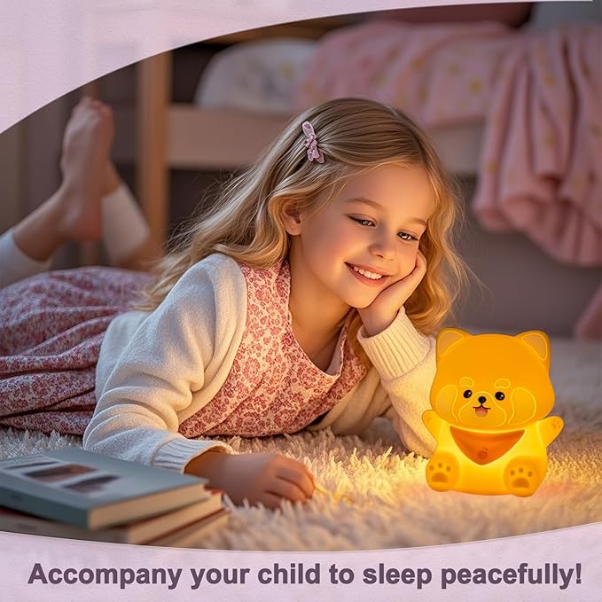 Red Panda Night Light with Squishy Soft Silicone, RGB Flashing Color, Dimmable Rechargeable Portable Touch Red Panda Gifts Decor for Girls Boys