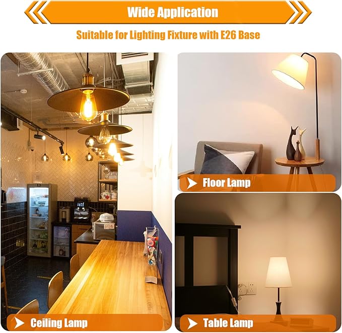 8 Pack Dimmable LED Edison Bulbs 40W Equivalent, 4W ST19 LED Light Bulbs for Ceiling Lighting Fixtures, 90 CRI, 450LM, E26 Base, 2700K Soft Warm White