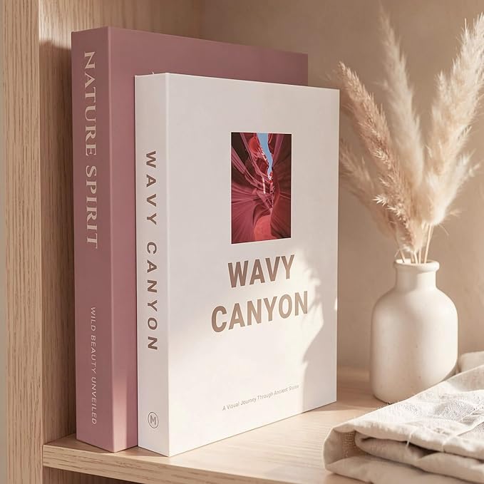 MAOBUYOU Elegant Decorative Books - Set of 2 Stylish Fake/FauxBook Boxes for Coffee Table, Bookshelf and Mantel Decor, Modern Home Aesthetic, Hidden Storage Box for Living Room, Bedroom and Office