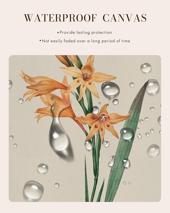 Bzstyleart Vintage Wall Art Decor for Living Room, Gladiolus Yellow Flower Wall Art Botanical, Vintage Floral Botanical Prints, Gold Framed Artwork Room Decor Aesthetic for Bedroom, 12 x 16 Inch
