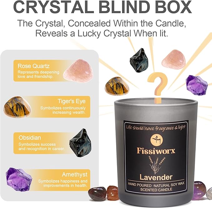 FissiWorx Lavender Scented Candle with Candle Topper – Natural Soy Wax Hand-Poured – Relax and Relieve Stress – 60-Hour Long-Lasting Burn – Premium Aromatherapy Candle for Home Decor, Gifts