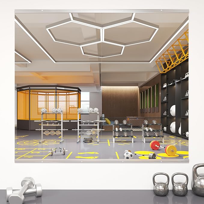 pertetey Home Gym Mirror, 2Pack 56X16 Inch Wall Mounted Large Frameless Tempered Glass Mirror, Idea for Gym, Yoga, Bedroom, Dance Studio, Living Room