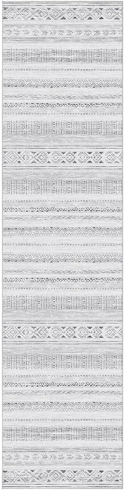 cotiled Hallway 2.6x10 Runner Rugs: Washable Boho Rugs with Non Slip Backing Large Soft Indoor Stain Resistant Carpet for Living Room Bedroom Farmhouse Dining Room Lightweight Home Decor Dark Grey