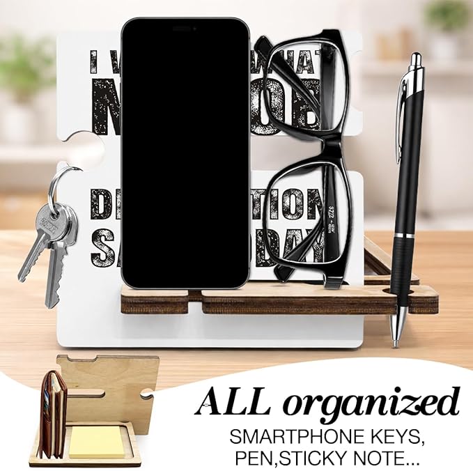 Funny Office Desk Decor - Multi-functional Desk Organizer - Humorous Office Quote Wooden Sign for Office Desk Shelf Decor