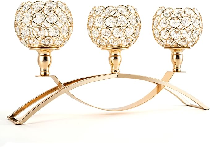 VINCIGANT Candle Stick Holder Decor Gold Candle Holders for Wedding,3-Candle Candelabras for Valentine's Day Party Dinning Room Table Centerpiece,Gift Boxed for Housewarming