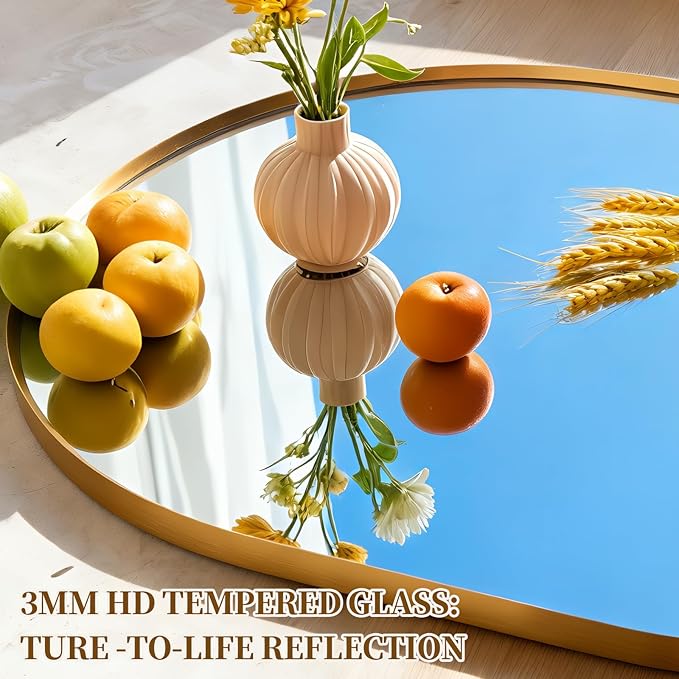 Oval Full Length Mirror, 55"×18" Wall-Mounted Mirror with Gold Frame, Ultra-Clear Explosion-Proof Dressing Mirror, Simple and Classic Deco for Cloakroom/Bedroom/Living Room