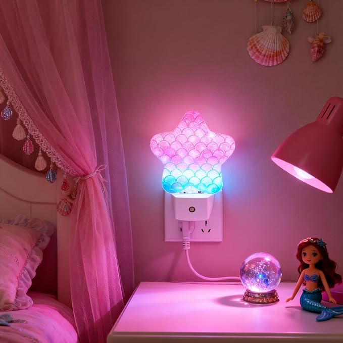 Night Light Plug-in into Wall Dusk to Dawn Smart Sensor White Led Nightlight for Bedroom Bathroom Kitchen Hallway Stairs Energy Efficient Decor Desk Lamp Beach Decor