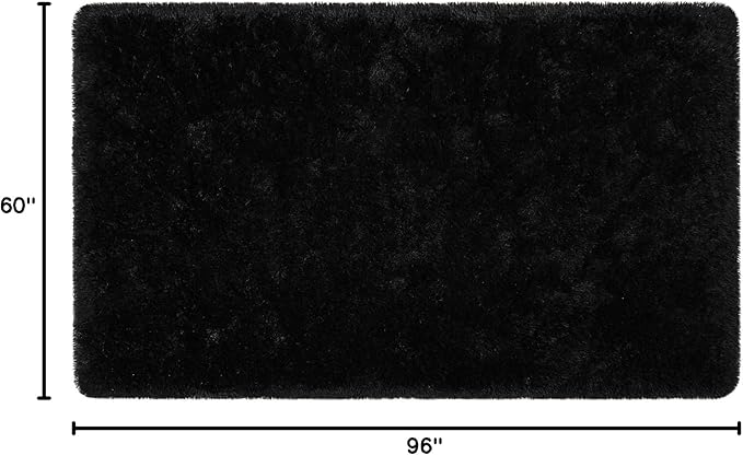 BENRON Fluffy Rugs for Living Room 5x8 Black, Washable Large Area Rugs for Bedroom Dining Table Office Kids Nursery Room, Washable Indoor Floor Carpets