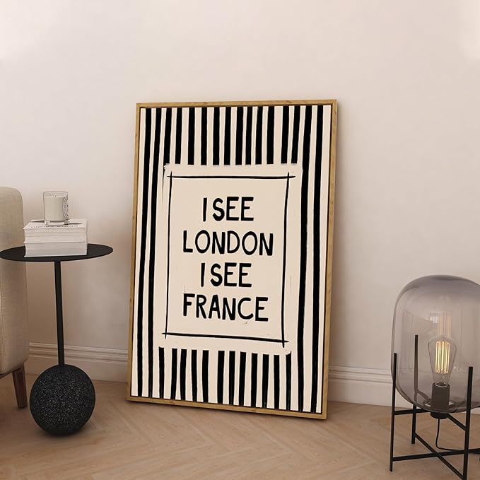 Funny Bathroom Canvas Wall Art Vintage Funny Toilet Quote Canvas Wall Art I See London I See France Print Minimalist Bathroom Poster Decor Quirky Humorous Artwork Prints for Toilet Restroom, Unframed