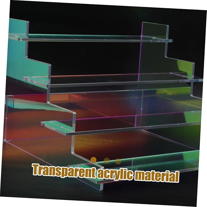Transparent Acrylic Display Stand for Makeup and Perfume Organizer Dazzling Rainbow Color Figurines Rack Versatile Decorative Risers for Home and Vanity Use