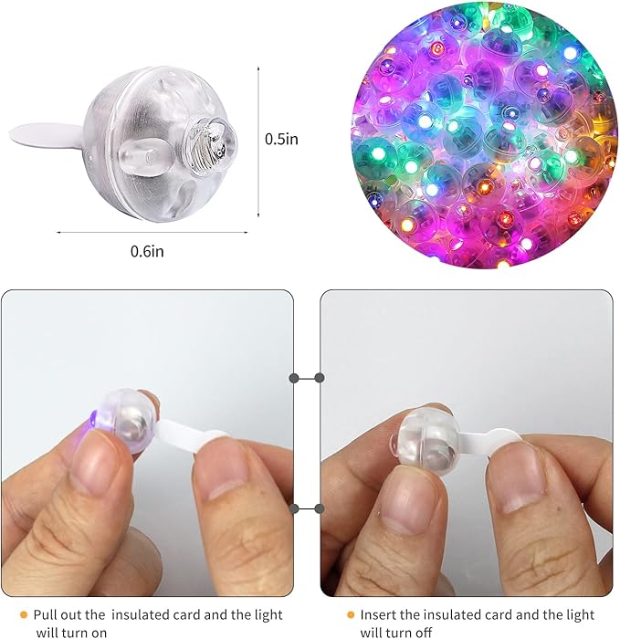 Aogist 100pcs 10-Colors Mini Lights with Hook,Long Standby Time Waterproof LED Balloon Light,Battery Powered,Ball Lamp for Balloon Paper Lantern Birthday Party Christmas Halloween