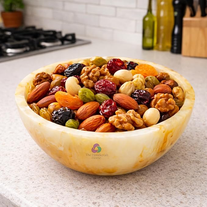 Elegant Handcrafted Resin Bowl – Glossy Amber Finish Decorative & Functional Use | Resin Decorative Bowl Centerpiece Table Decorations, Fruit Basket for Coffee Table, Kitchen Decor (Honey Onyx)