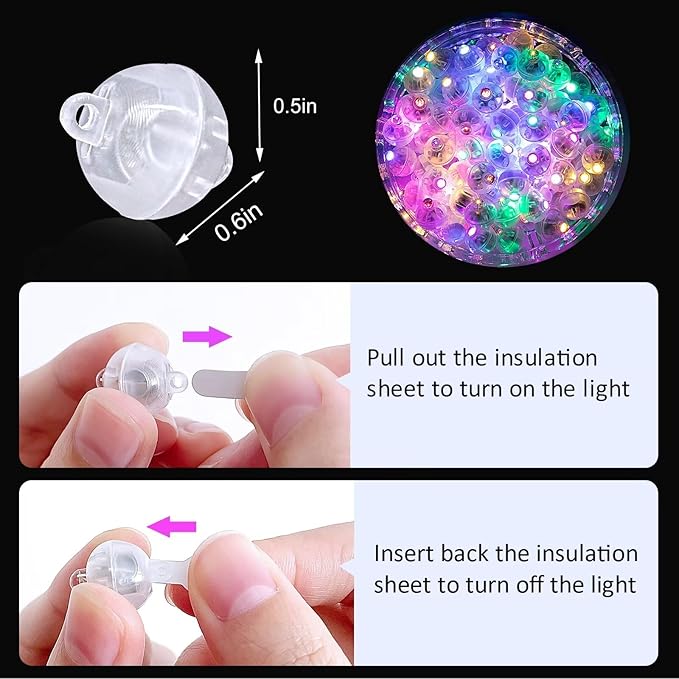 100Pcs Balloon Lights with Clear Hanging Line, Long Standby Time Mini Balloon Lights, LED Multicolor Flash Round Ball Lamp for Paper Lantern, Wedding, Birthday Halloween Easter Christmas Decorative