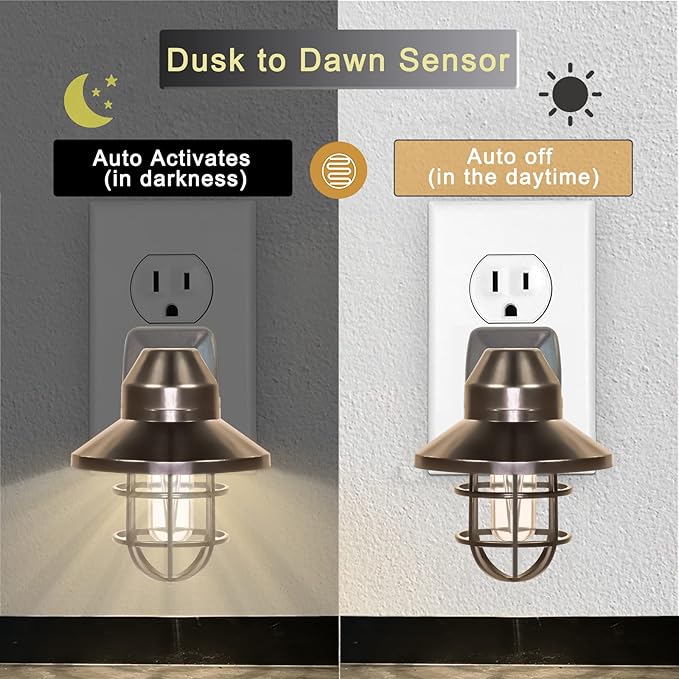ETLNight Light, ETL Night Lights Plug Into Wall with Dusk to Dawn, Night Light Plug in Rustic Farmhouse Night Light 2700K,for Kitchen, Hallway, Bedroom