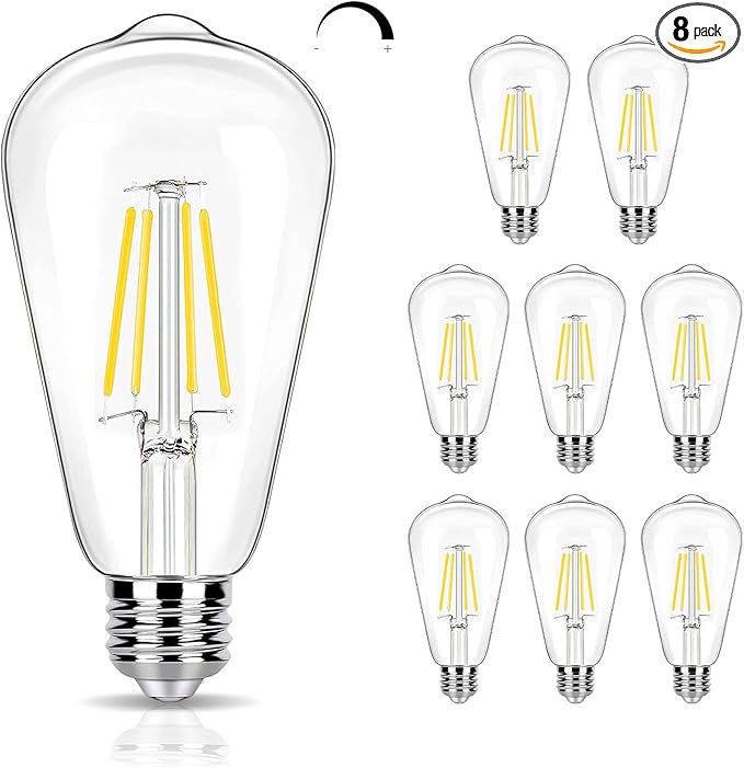 8 Pack Dimmable LED Edison Bulbs 40W Equivalent, ST19/ST58 4W Vintage LED Light Bulbs for Home Lighting, 90 CRI, 450LM, E26 Base, 4000K Cool White