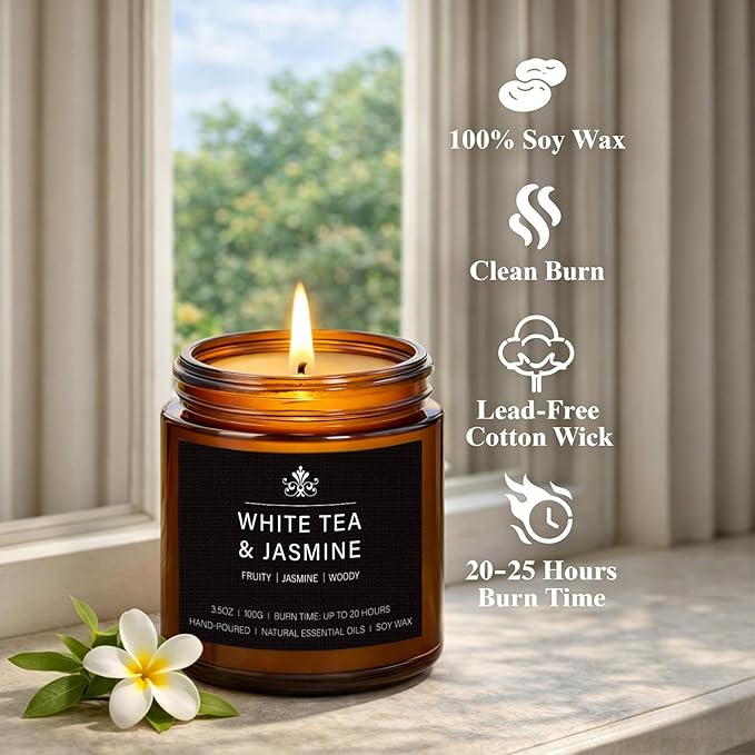 8 Pack Soy Wax Scented Candles Gift Set, Aromatherapy Candles with Lavender Chamomile, Citrus Sage, Caramel Vanilla, Coffee Whiskey, Long Lasting Stress Relief Candle, Unisex Home & Gift Set