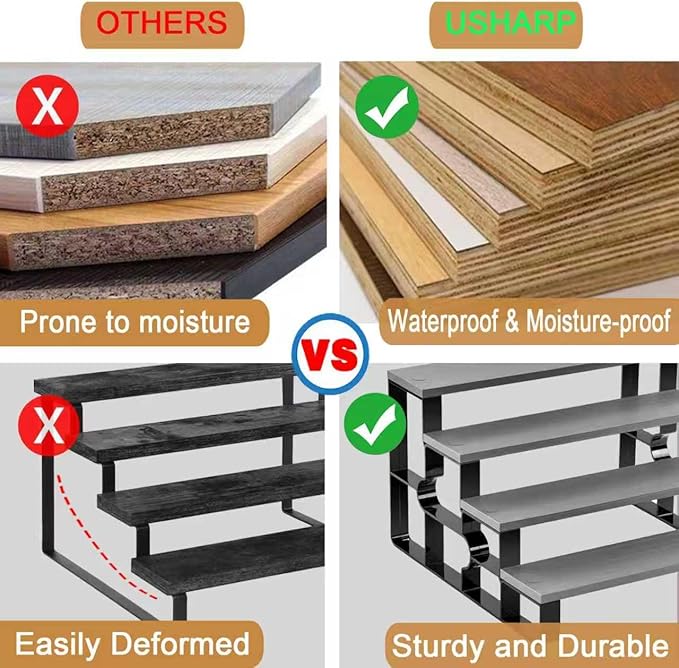 Perfume Organizer for Women,4 Tier Makeup Organizer for Bathroom Decor,Spice Rack for Kitchen,Cologne Stand, Bathroom Countertop Organizers,Display Shelf (Brown,Width=14")