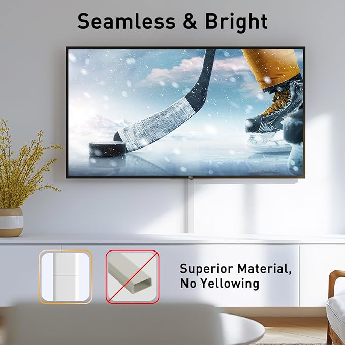 Delamu Cord Hider, 142in Cable Hider, Cord Covers for 3-4 Wires on Wall, Wire Covers for Cords, Wire Hiders for TV on Wall, Easier Setup Cable Cover Cable Management, W1.18 H0.63in, White