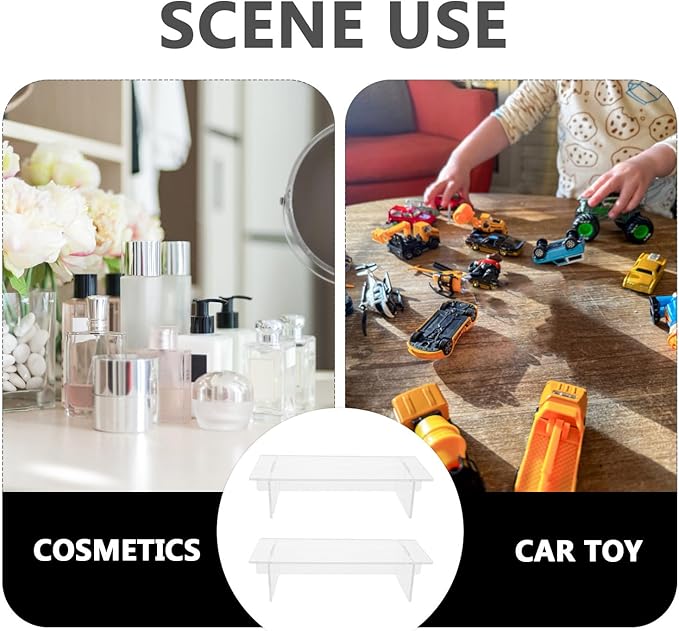 Acrylic Display Risers Shelf 2pcs 20cm Organizer Stand for Action Figures Makeup Perfume Collectibles Showcase Desktop Storage