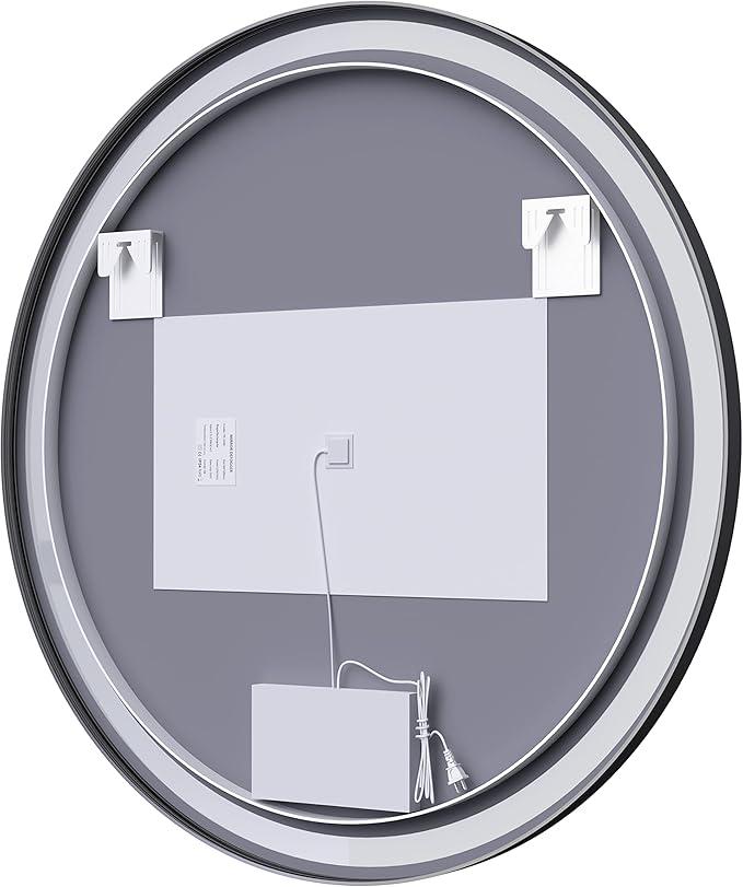 Itrue 36 Inch LED Bathroom Round Mirror, Black Metal Frame, Adjustable Color Temp & Brightness,Anti-Fog,Shatter-Proof Tempered Vanity Mirror for Wall