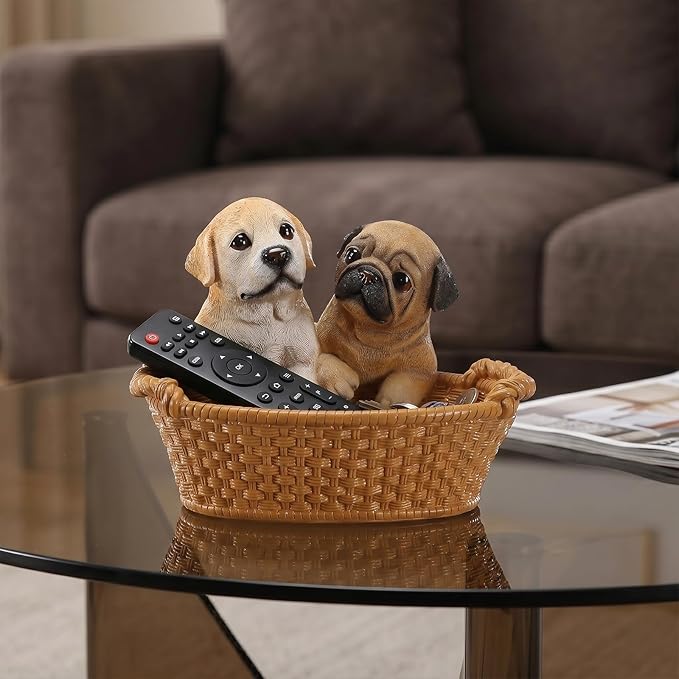 Dog Resin Storage Basket, Desktop Organizer for Remote & Keys, Cute Home Decor Tray, Ideal present for Pet Lovers.(Labrador & Pug )