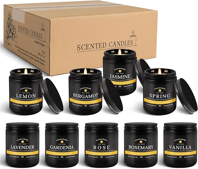 YOROXRG 9Pack Candles for Home Scented, Aromatherapy Candles Gifts Set for Men Candles Set, 63 oz 450 Hour Long Lasting Candles,Gifts for Mens Birthday,Christmas,Thanksgiving Anniversary Present