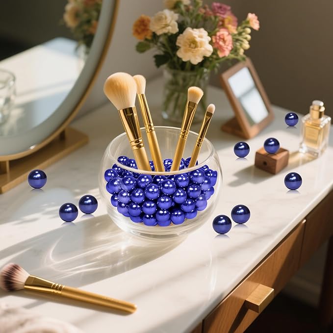 350Pcs Navy Blue Vase Filler Pearl Beads for Crafting 12mm Beads No Holes Decor Suitable for Wedding Decor, Party Decorations, Centerpiece Table Decorations