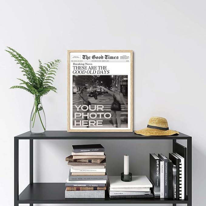 Bwodke OAK Wood Framed Wall Art Women Search for Where Men Get the Audacity Canvas Art Vintage Newspaper Pictures Wall Decor Trendy Prints Retro Artwork for Girly Dorm Bedroom 16"x20"