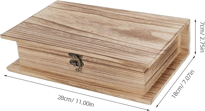 Small Wooden Book Shaped Storage Box with Lock, Faux Books Decor Organizer for Makeup and Jewelry, Creative Decorative Keepsake Case for Home Office Shelf