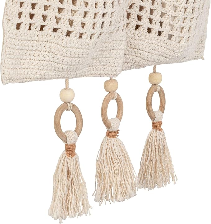 Crane Baby Wall Storage with Pockets, Boho Nursery Accent Decor, Hanging Organizer for Toys, Books, Diapers, Stuffed Animal Storage, Neutral Boho Nursery Décor, Wall Hanging Basket