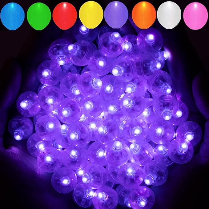 Aogist 200Pcs Purple Balloon Lights with Hook,Long Standby Time,Waterproof Mini Light for Birthday Party Wedding Christmas Halloween Easter Decorative (Flash)