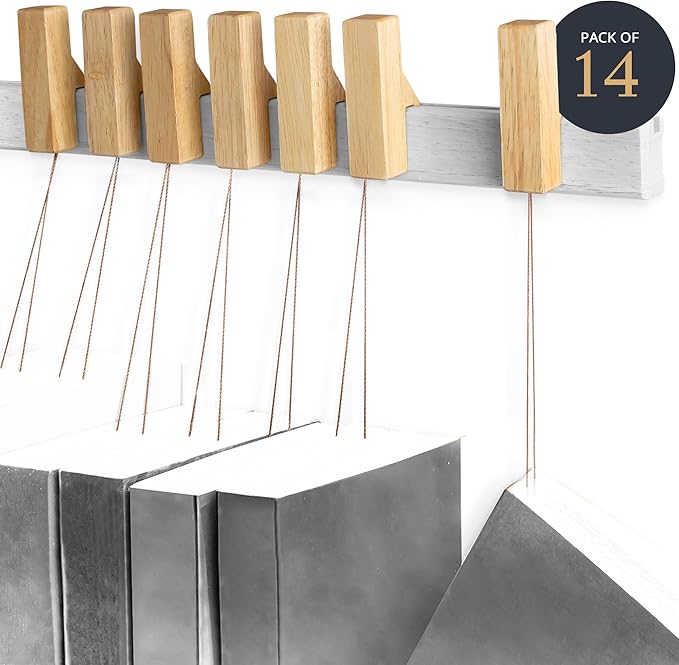 Ash Harbor Wall Book Organizers Hanging Pins - Extra Pins for Floating Shelves Wall Mounted, Extra Hardwood Hanging Pins for Floating Bookshelves, Ideal for Book Lovers, (Natural Finish)