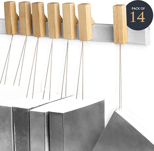 Ash Harbor Wall Book Organizers Hanging Pins - Extra Pins for Floating Shelves Wall Mounted, Extra Hardwood Hanging Pins for Floating Bookshelves, Ideal for Book Lovers, (Natural Finish)