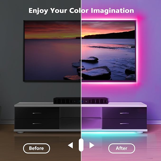 NBBUFF Led Lights for Bedroom 132FT(2 Rolls of 65.6ft) Music Sync Color Changing RGB Led Strip Lights with 60 Keys Remote and App Control, Led Lights for Room Kitchen Party Decor,Home Decor