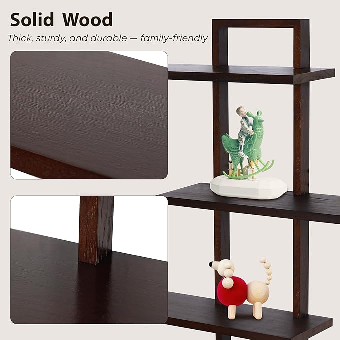 PHOENANCEE 3 Tier Wall Shelves,Decorative Floating Shelf for Wall,Plants Photo Shelf Storage Display Shelving Wood for Living Room Bedroom Kitchen Home Office Decor,Modern,Large,22 Inch(Walnut
