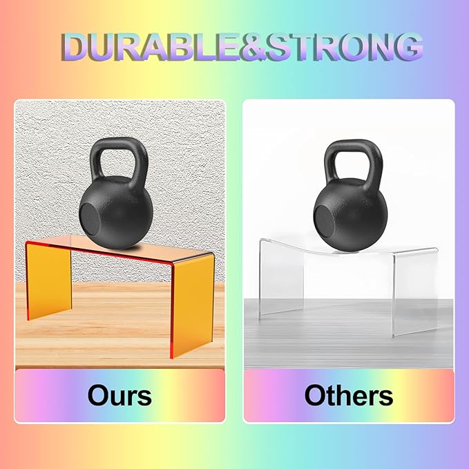 6 PCs Risers Display Stands 3 Tiers Desktop Acrylic Shelves Cake Dessert Holder Products Stand for Collectibles Shoes Jewels Pop Figure (Mix Colors)