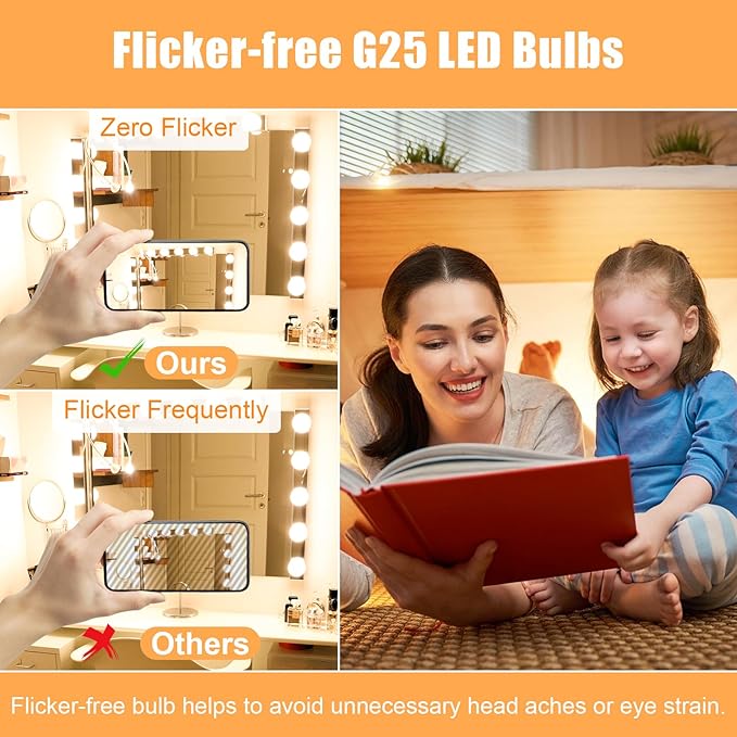 hansang G25 Vanity Light Bulb 2700K Warm White 8 Pack, LED Globe Light Bulbs for Bathroom Vanity Mirror,E26 Medium Screw Base,5W 60W Incandescent Equivalent,500 Lumen,Non-dimmable