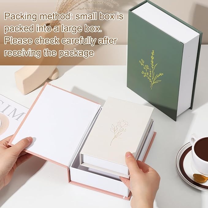 Sabary Set of 3 Decorative Books Boxes for Home Decor, Faux Books Stacked for Coffee Tables, Modern Aesthetic Home Bookshelves Decor, Fake Fashion Photo Storage Boxes