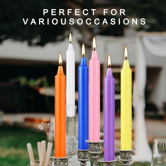 Howemon 100 Pack Assorted Color Spell Chime Candles, 4 Inch Mini Taper Candles for for Home Decor Kitchen Decor Wedding Decoration-10 Colours