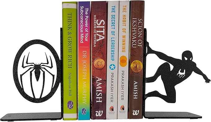 Superhero Decorative Metal Bookends,Metal Bookends, Non Skid Book Ends, Book Stopper for Home/Office Decor/Shelves, 7 X 5.5 X 4 inch per Piece