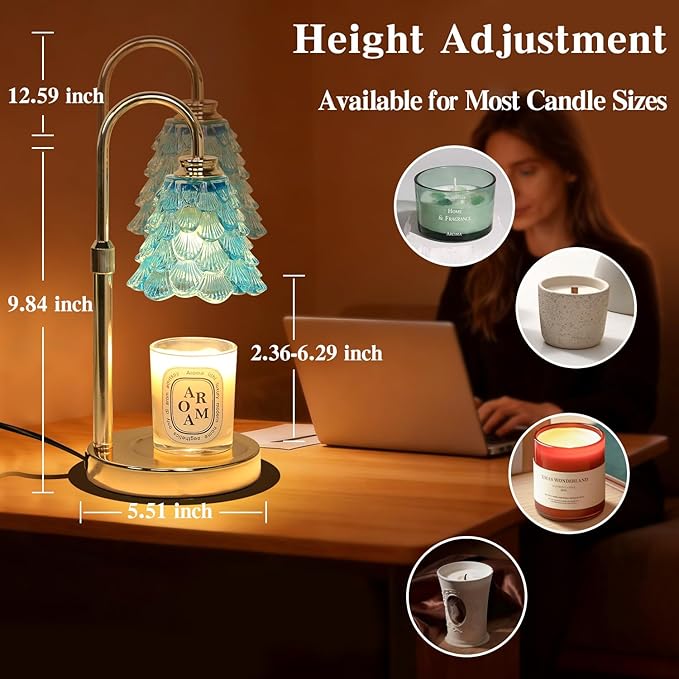 GEEZO Fragrance Candle Warmer Lamp，Electric Candle Warmer with Timer & Dimmer，Mom Christmas Birthday Gifts for Women, House Warming Gifts New Home Bedroom Decor