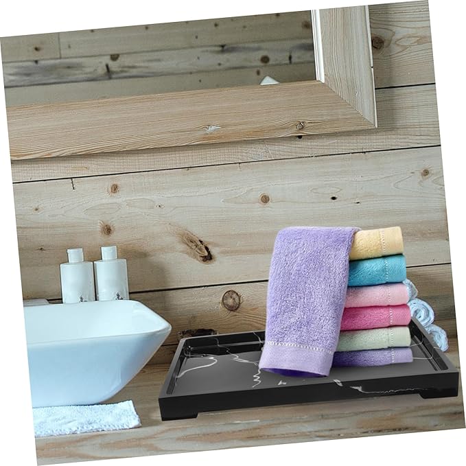 HEALLILY Marbled Bathroom Soap Holder Perfume Vanity Tray for Skincare Storage Countertop Makeup Organizer Multi-use Entryway Vanity Tray