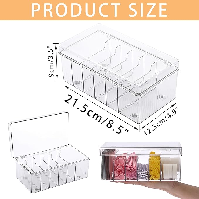 ELLDOO Lash Cart Organizer For Lash Techs, Acrylic Lashes Extension Box, Large Capacity False Eyelash Supplies Organizer Storage Box, Separated Lashes Supplies Container with Lid