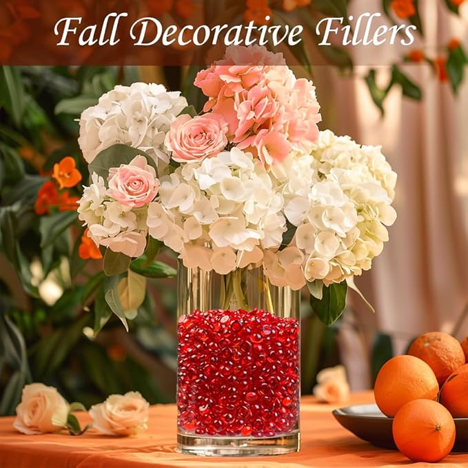 HappyFiller 4400 PCS Ruby Red Tiny Slime Beads 7 mm Acrylic Gems for Vase Filler,Party Confetti,Arts Crafts,Home Accents,Makeup Brush Holder,Candle Tray Fillering,0.28 Inch