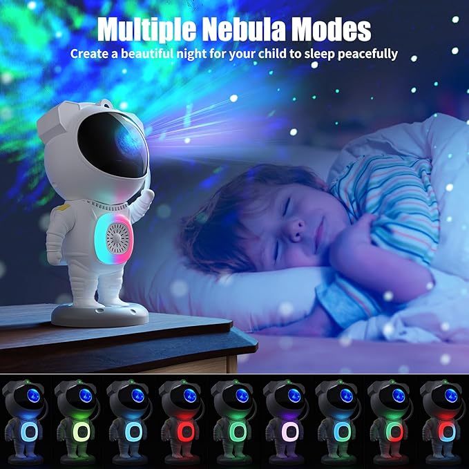 Astronaut Galaxy Projector,Space Projector,with Bluetooth Speaker and Remote Control,360° Adjustable Angle,Spaceman Star Kids Night Light, for Bedroom Ceiling Adult Birthday Valentine's Day (White)